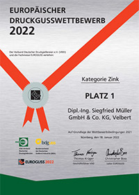 Sieger im Zinkdruckgusswettbewerb 2020 der Initiative Zink